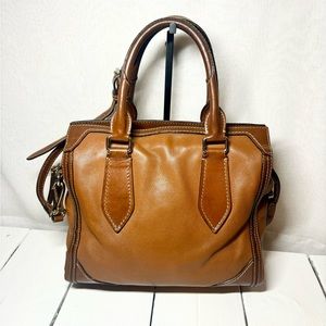 Authentic Burberry brown leather satchel bag
